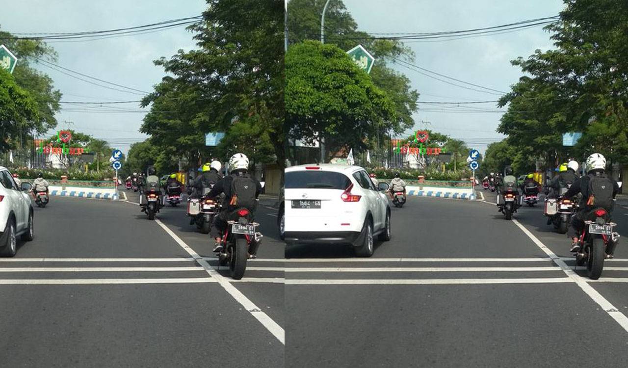Tangkapan layar konvoi moge melanggar arus lalu lintas di bundaran ringgin contong Kabupaten Jombang yang diunggah akun Facebook Fandi Amirudin, Kamis (11/3/2021).