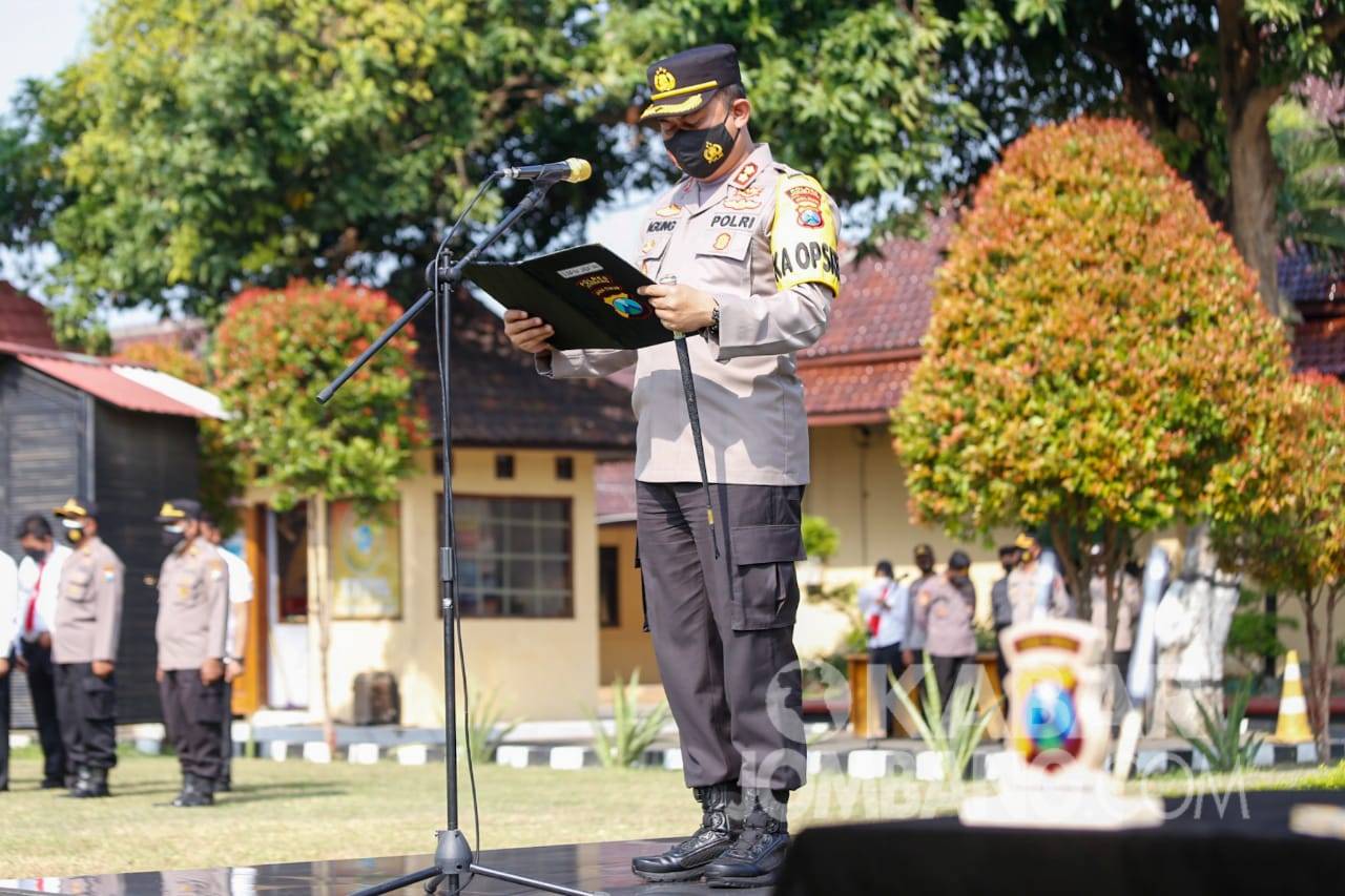 Kapolres Jombang, AKBP Agung Setyo Nugroho saat memimpin sertijab Kapolsek dan Kasat, Rabu (8/9/2021). KabarJombang.com/Istimewa/