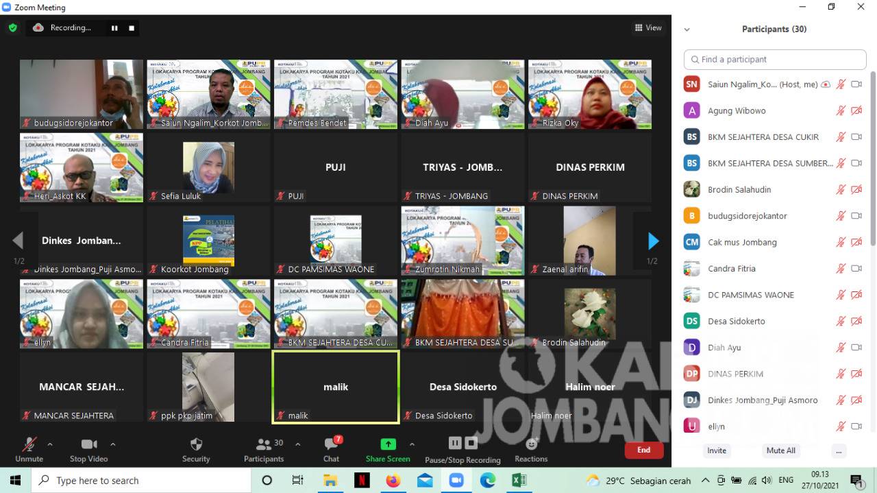 Pemkab Jombang Kerjasama dengan KOTAKU Gelar Lokakarya Virtual 2021