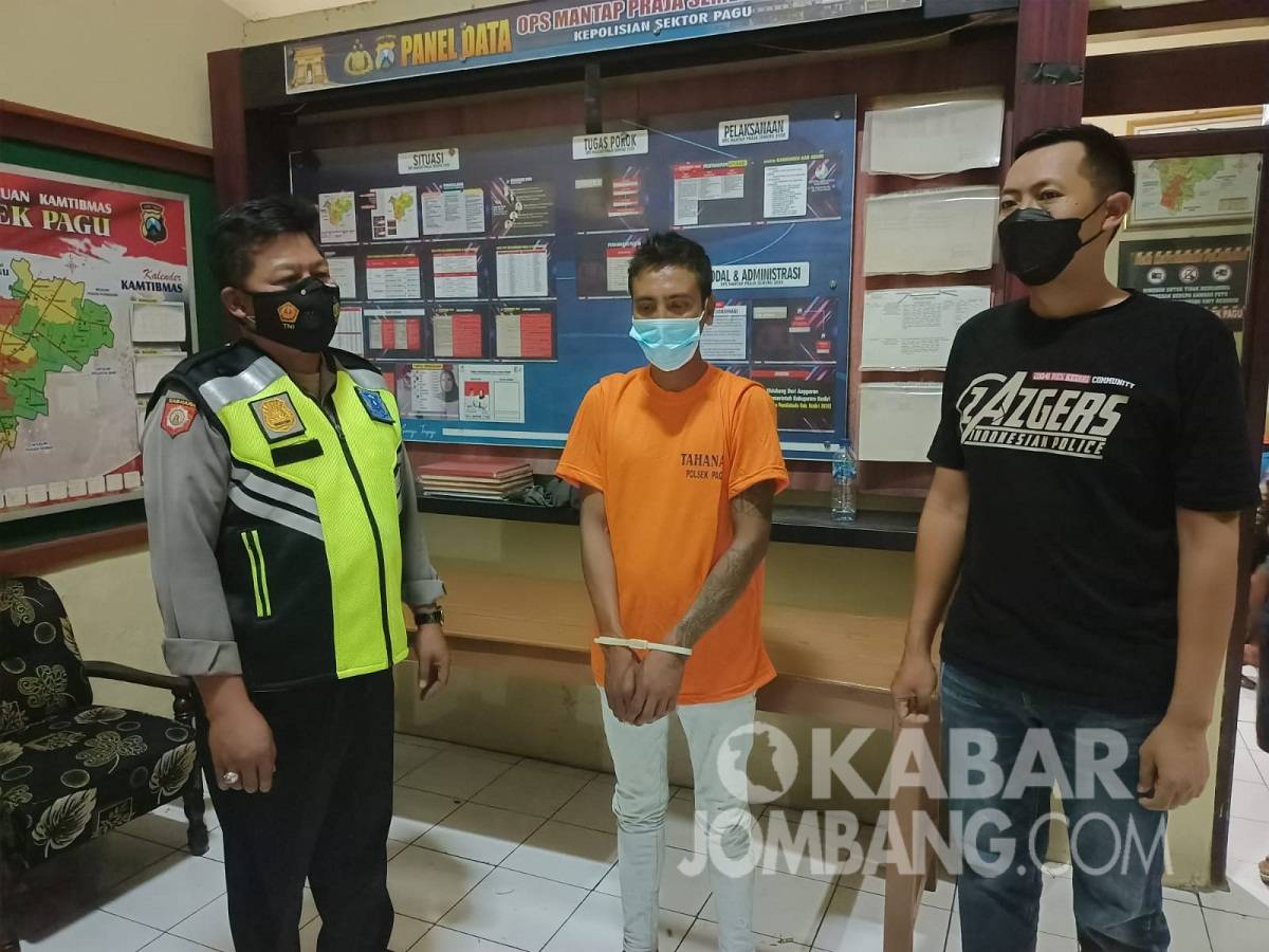 Pelaku pencurian HP warga Kediri asal Jombang diamankan Polsek Pagu.