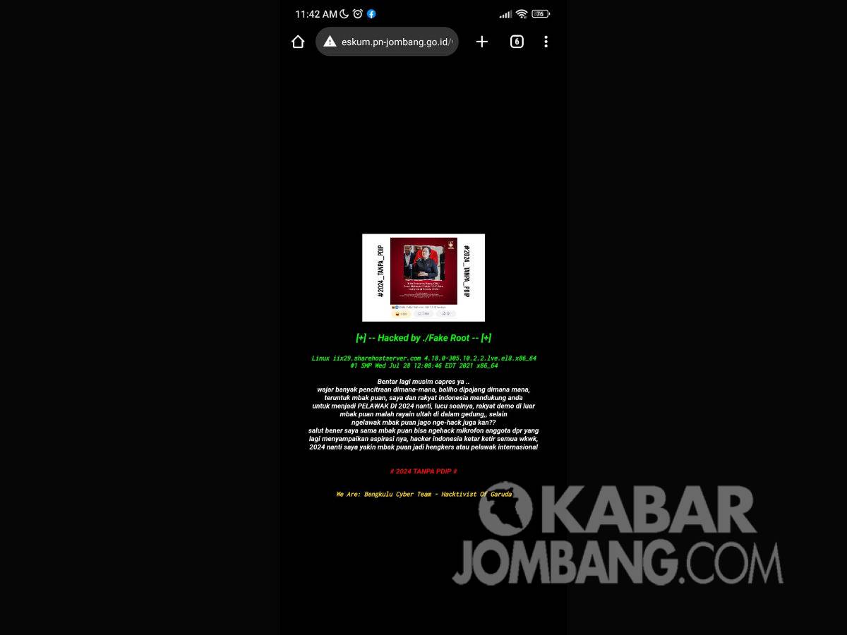 Website PN Jombang diretas Hacker.
